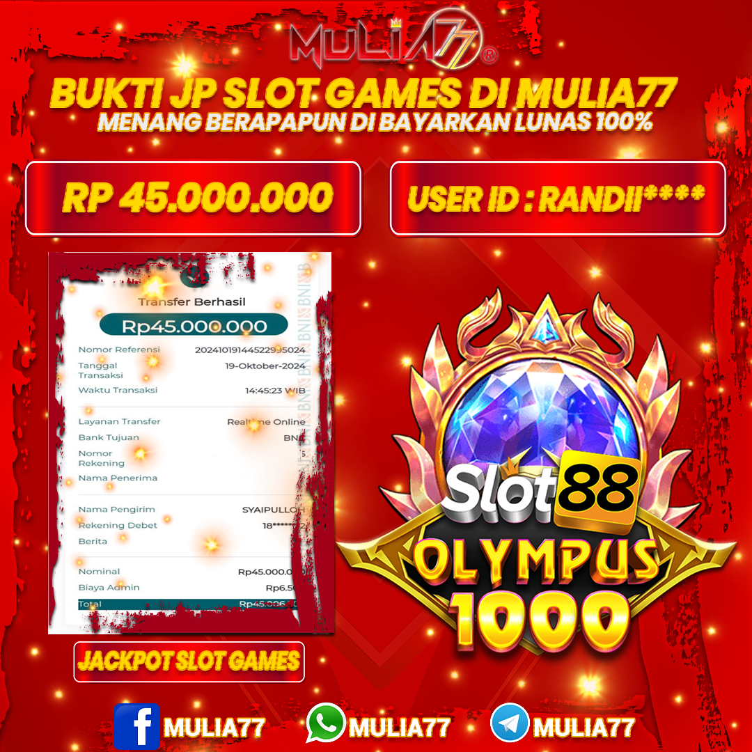Menang Jackpot Slot Online Gacor MULIA77 Resmi Rp 45.000.000